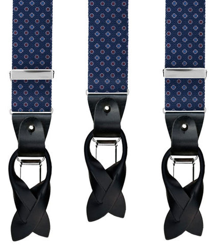 Bretella Fantasia Fiori Blu Clip/Bottoni