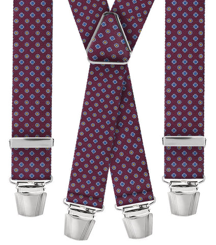 Bretella pattern fiori bordeaux