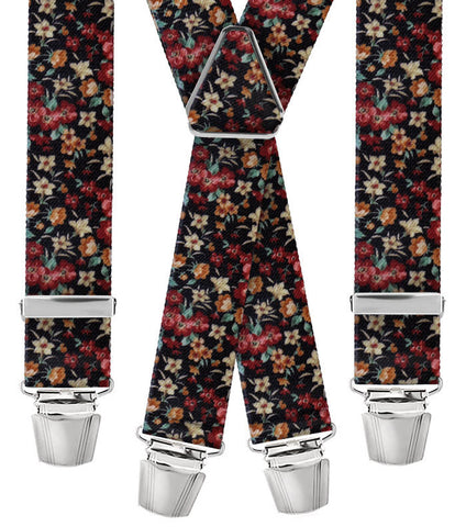 Bretella fantasia fiori rossa