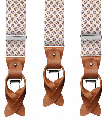 Bretella Fantasia Quadrati Beige Clip/Bottoni