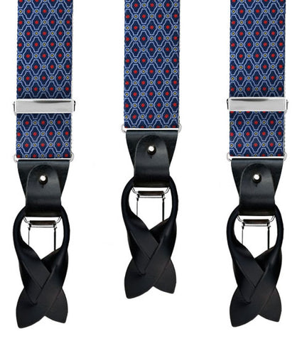 Bretella Fantasia Rombi Blu Clip/Bottoni
