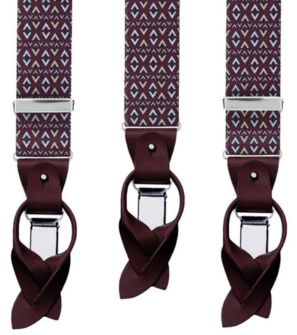 Bretella Fantasia V Pattern Bordeaux Clip/Bottoni