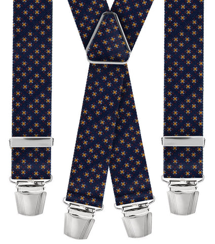 Bretella pattern quadri/pois blu