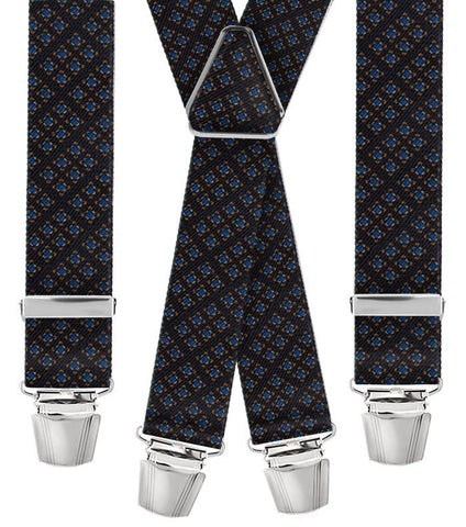 Bretella pattern quadri/pois nera
