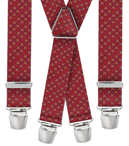 Bretella pattern quadri/pois rossa