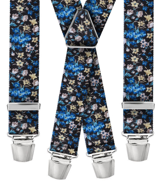 Bretella fantasia fiori blu